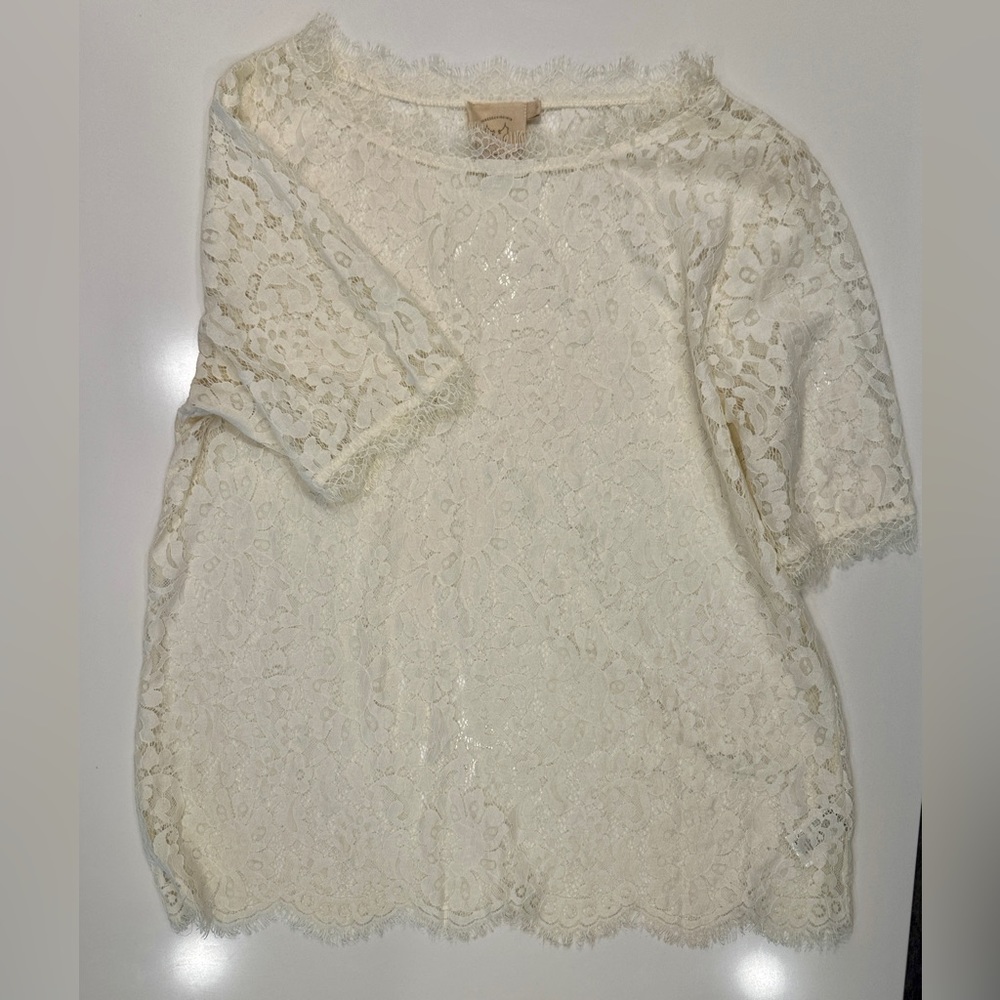 Anthropologie white lace top, size large. - Picture 5 of 7